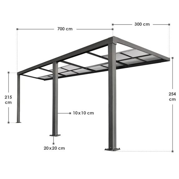 Overkapping / Carport Jakarta - Aluminium - 7 x 3 m - Incl. Schuifdak - Afbeelding 7