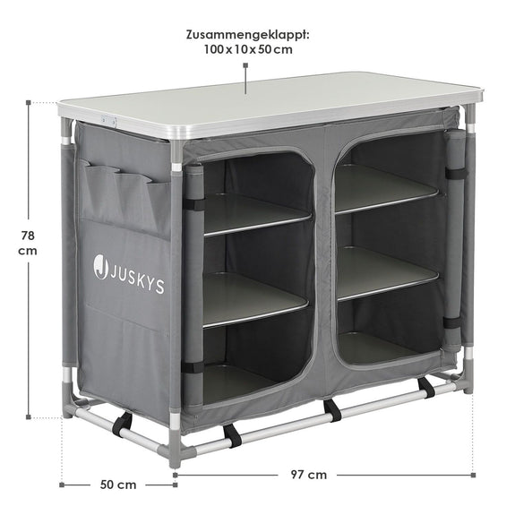 Compacte Inklapbare Campingkeuken Ruda - 97 x 50 x 78 cm - Grijs - Afbeelding 14