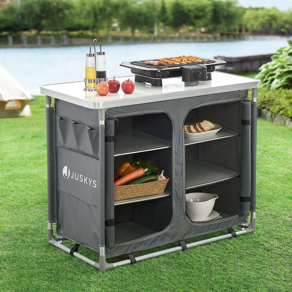 Compacte Inklapbare Campingkeuken Ruda - 97 x 50 x 78 cm - Grijs - Afbeelding 2