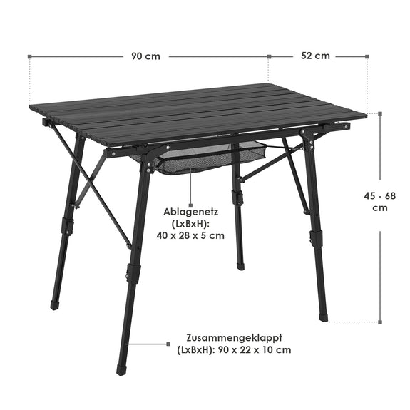 Opvouwbare Campingtafel Picco - Zwart - 90 x 52 x 68 cm - Afbeelding 12