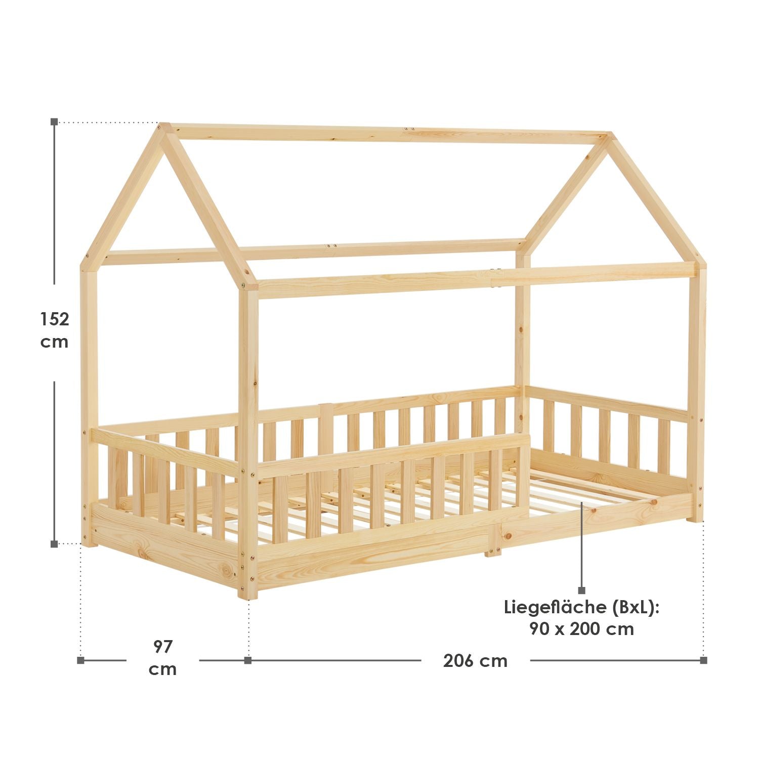 Kinderbed Marli - 90 x 200 cm - Houtkleur