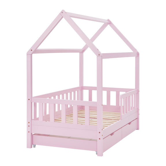Kinderbed Marli - 90 x 200 cm - Roze - Incl. lades - Afbeelding 7