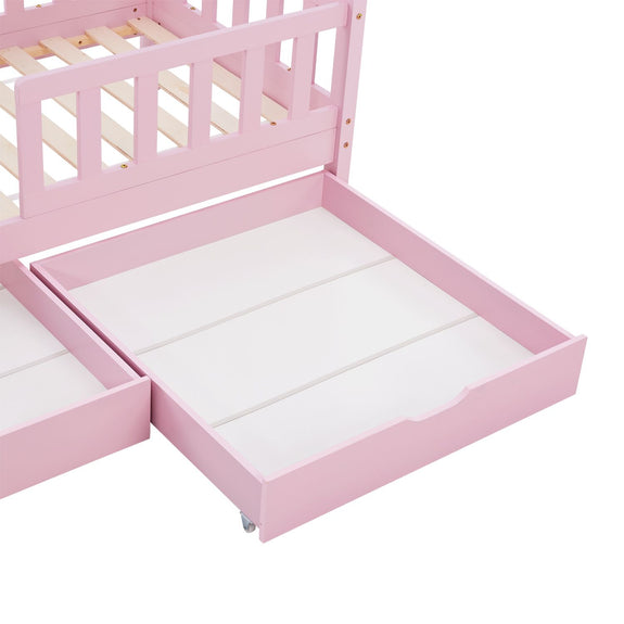 Kinderbed Marli - 90 x 200 cm - Roze - Incl. lades - Afbeelding 10