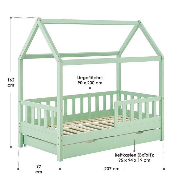 Kinderbed Marli - 90 x 200 cm - Mint - Incl. lades - Afbeelding 16