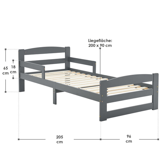Jeugdbed / Kinderbed Arona - 90 x 200 cm - Grijs - Afbeelding 8