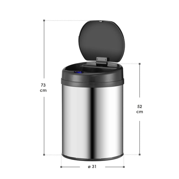 Automatische Prullenbak / Afvalemmer / Sensorprullenbak - 30 Liter - Zilver - Rond - Afbeelding 10
