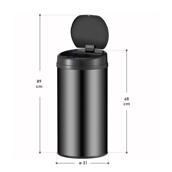 Automatische Prullenbak / Afvalemmer / Sensorprullenbak - 40 Liter - Zwart - Rond - Afbeelding 10