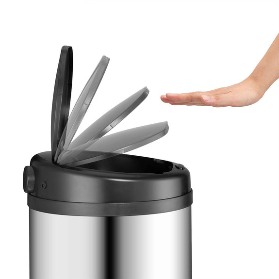 Automatische Prullenbak / Afvalemmer / Sensorprullenbak - 50 Liter - Zilver - Rond - Afbeelding 6