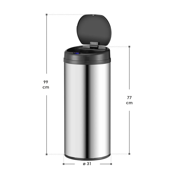 Automatische Prullenbak / Afvalemmer / Sensorprullenbak - 50 Liter - Zilver - Rond - Afbeelding 10