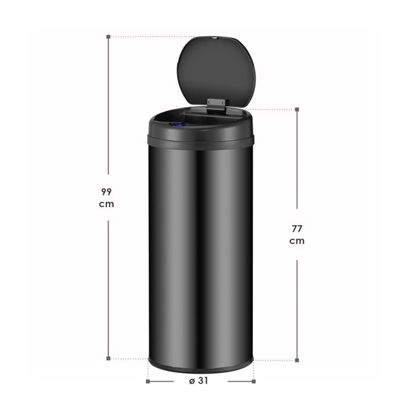 Automatische Prullenbak / Afvalemmer / Sensorprullenbak - 50 Liter - Zwart - Rond - Afbeelding 10