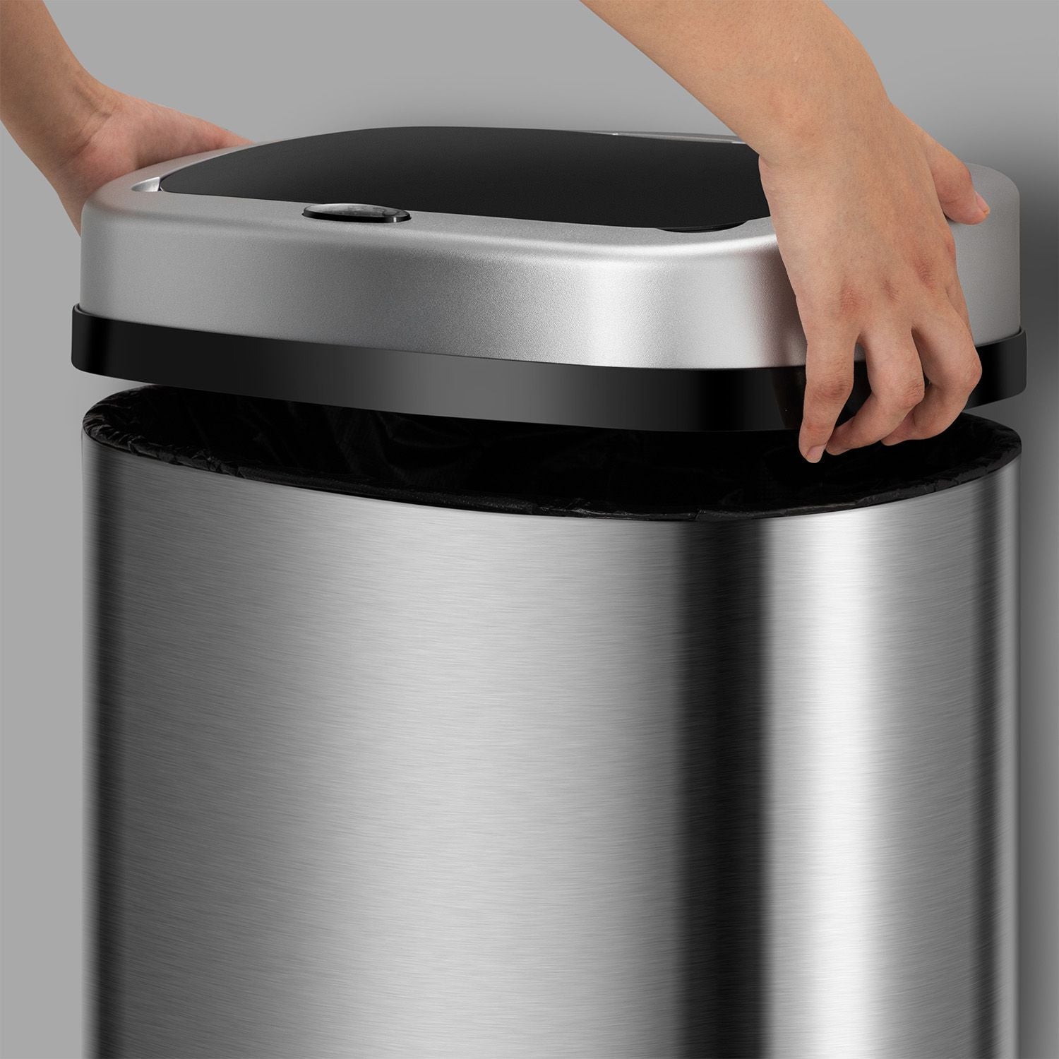 Automatische Prullenbak / Afvalemmer / Sensorprullenbak - 70 Liter - Zilver - Rechthoek