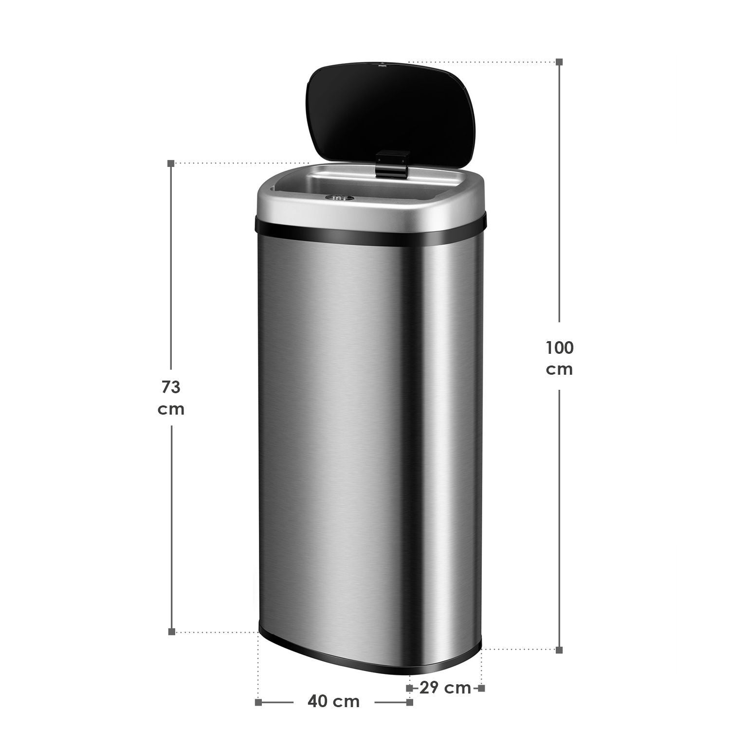 Automatische Prullenbak / Afvalemmer / Sensorprullenbak - 70 Liter - Zilver - Rechthoek