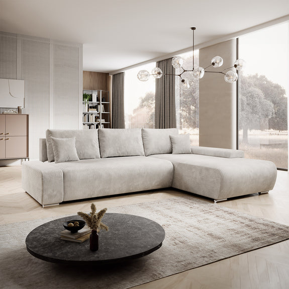 Sofa Iseo - Rechts - Met slaapfunctie - Beige - Afbeelding 2