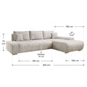 Sofa Iseo - Rechts - Met slaapfunctie - Beige