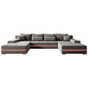 Gestoffeerde Hoekbank / Slaapbank Malbun - 340 x 72 x 180 cm - Lichtgrijs - Incl. LED & Opbergruimte