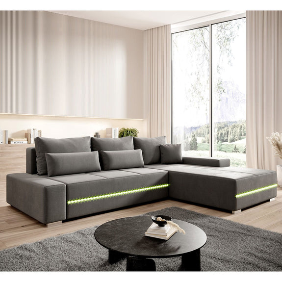 Gestoffeerde Hoekbank Davos - 260 x 72 x 180 cm - Lichtgrijs - Afbeelding 2