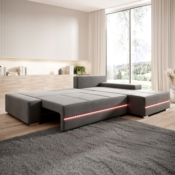 Gestoffeerde Hoekbank Davos - 260 x 72 x 180 cm - Lichtgrijs - Afbeelding 3