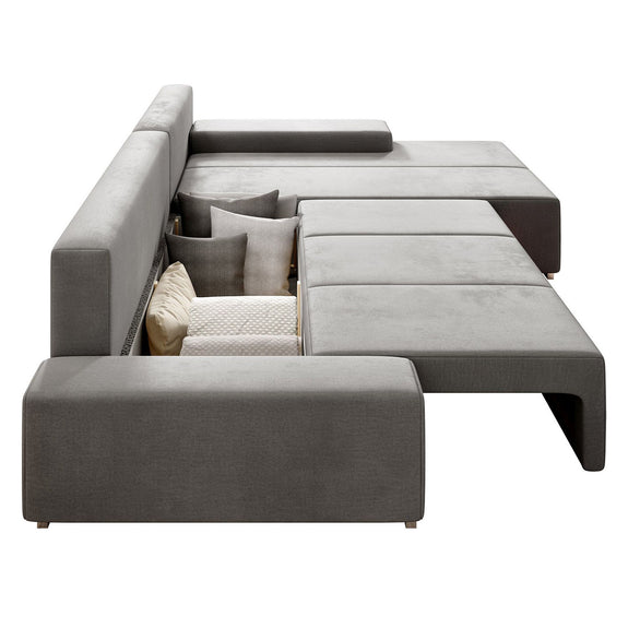 Gestoffeerde Hoekbank Davos - 260 x 72 x 180 cm - Lichtgrijs - Afbeelding 4