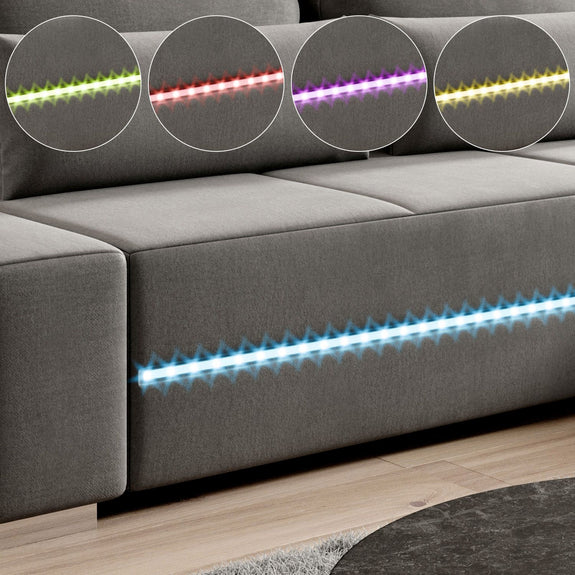 Gestoffeerde Hoekbank Davos - 260 x 72 x 180 cm - Lichtgrijs - Afbeelding 6