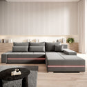 Gestoffeerde Hoekbank Davos - 260 x 72 x 180 cm - Lichtgrijs