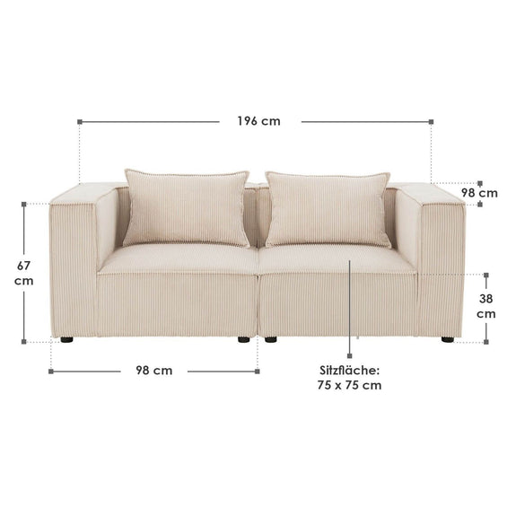 Modulaire Bank / Zitbank Domas S - Beige - Corduroy bekleding - Afbeelding 16