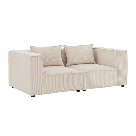 Modulaire Bank / Zitbank Domas S - Beige - Corduroy bekleding - Afbeelding 1