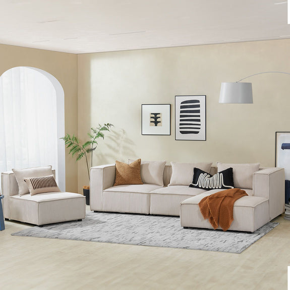 Modulaire Bank / Hoekbank Domas XL - Beige - Corduroy bekleding - Afbeelding 2