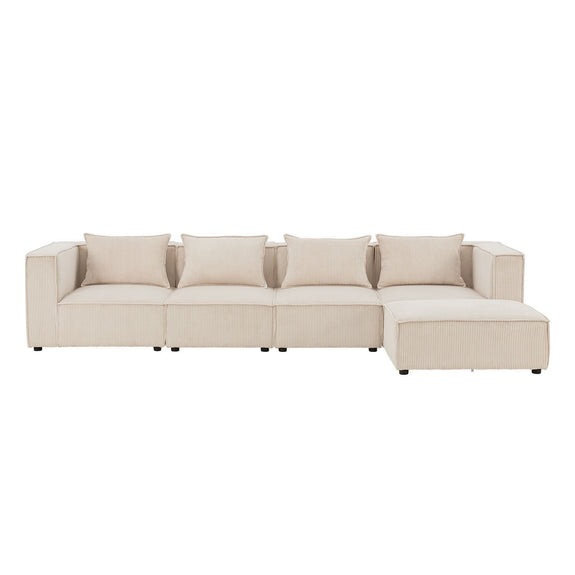 Modulaire Bank / Hoekbank Domas XL - Beige - Corduroy bekleding - Afbeelding 3