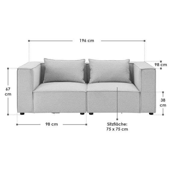Modulaire Bank / Zitbank Domas S - Licht grijs - Stoffen bekleding - Afbeelding 15