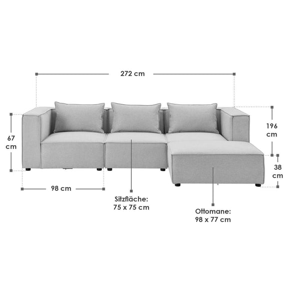 Modulaire Bank / Hoekbank Domas L - Lichtgrijs - Stoffen bekleding - Afbeelding 18