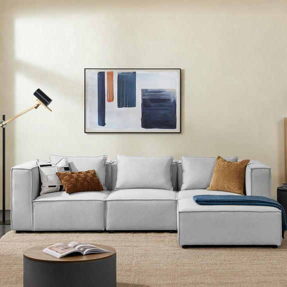 Modulaire Bank / Hoekbank Domas L - Lichtgrijs - Stoffen bekleding - Afbeelding 2