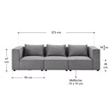 Modulaire Bank / Zitbank Domas M - Donkergrijs - Stoffen bekleding