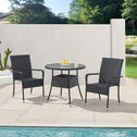 Polyrotan Tuintafel / Bijzettafel / Balkontafel Yoro - Rond - 80 cm - Zwart - Incl. Glasplaat