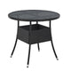 Polyrotan Tuintafel / Bijzettafel / Balkontafel Yoro - Rond - 80 cm - Zwart - Incl. Glasplaat