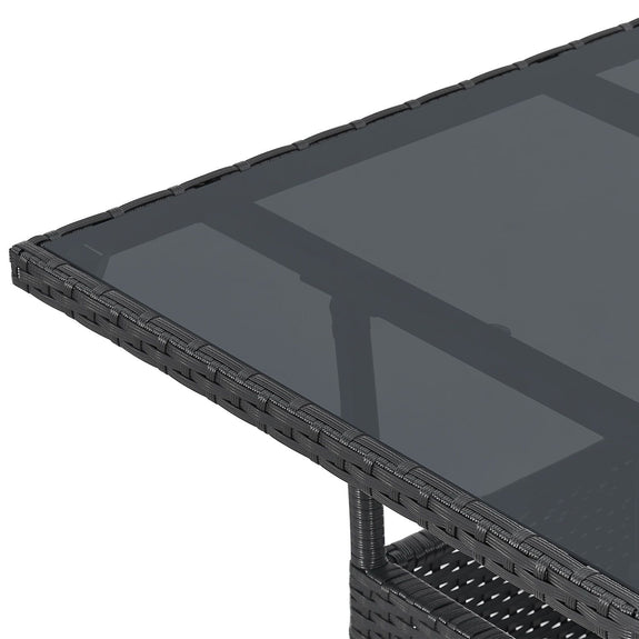 Juskys Polyrotan Tuintafel / Bijzettafel / Balkontafel Yoro - Vierkant - 60 x 60 cm - Zwart - Incl. Glasplaat - Afbeelding 3