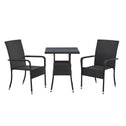 Juskys Polyrotan Tuintafel / Bijzettafel / Balkontafel Yoro - Vierkant - 60 x 60 cm - Zwart - Incl. Glasplaat