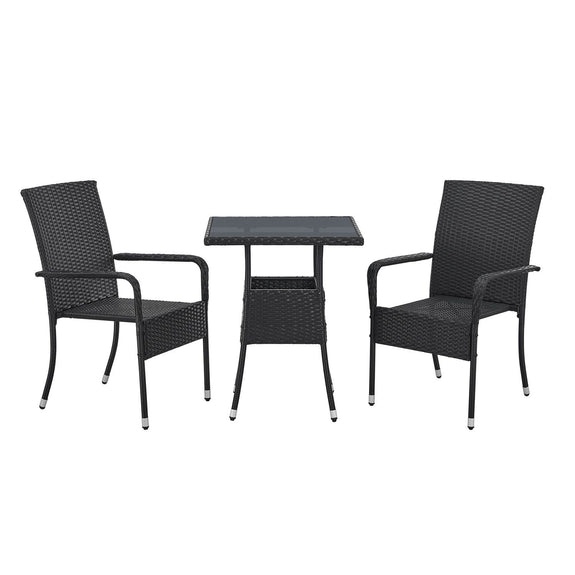 Juskys Polyrotan Tuintafel / Bijzettafel / Balkontafel Yoro - Vierkant - 60 x 60 cm - Zwart - Incl. Glasplaat - Afbeelding 6