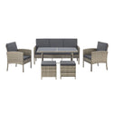 Juskys Loungeset / Tuinset Turijn - 7 personen - Polyrotan - Donkergrijs - Incl. Kussens