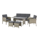 Juskys Loungeset / Tuinset Turijn - 7 personen - Polyrotan - Donkergrijs - Incl. Kussens