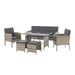 Juskys Loungeset / Tuinset Turijn - 7 personen - Polyrotan - Donkergrijs - Incl. Kussens