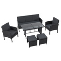 Tuinset / Loungeset / Zitgroep Turin - 7 personen - Polyrattan - Incl. kussens - Zwart