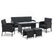 Tuinset / Loungeset / Zitgroep Turin - 7 personen - Polyrattan - Incl. kussens - Zwart