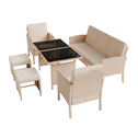 Tuinset / Loungeset / Zitgroep Turin - 7 personen - Polyrattan - Incl. kussens - Crème