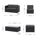 Polyrotan Loungeset / Tuinset Salou - Zwart - Incl. Kussens