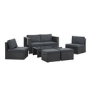 Polyrotan Loungeset / Tuinset Salou - Zwart - Incl. Kussens