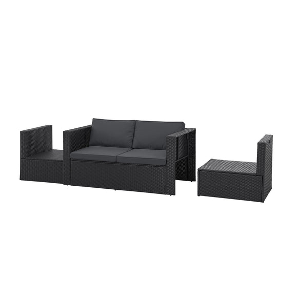Polyrotan Loungeset / Tuinset Salou - Zwart - Incl. Kussens - Afbeelding 5