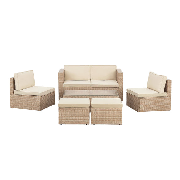 Polyrotan Loungeset / Tuinset Salou - Crème - Incl. Kussens - Afbeelding 3