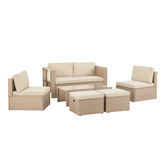 Polyrotan Loungeset / Tuinset Salou - Crème - Incl. Kussens - Afbeelding 4