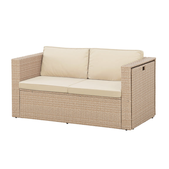 Polyrotan Loungeset / Tuinset Salou - Crème - Incl. Kussens - Afbeelding 6