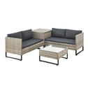 Loungeset / Tuinset Santorini - Polyrotan - Modulair - Grijs - Incl. Tafel & Opbergbox